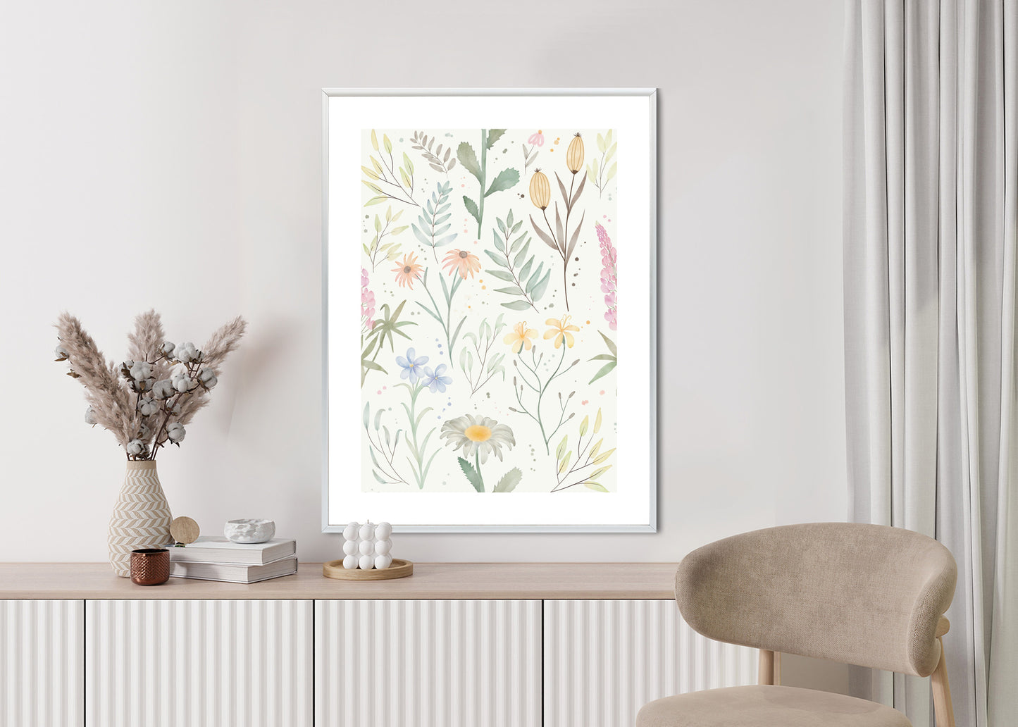 Poster Pastellaquarell-Wildblumen