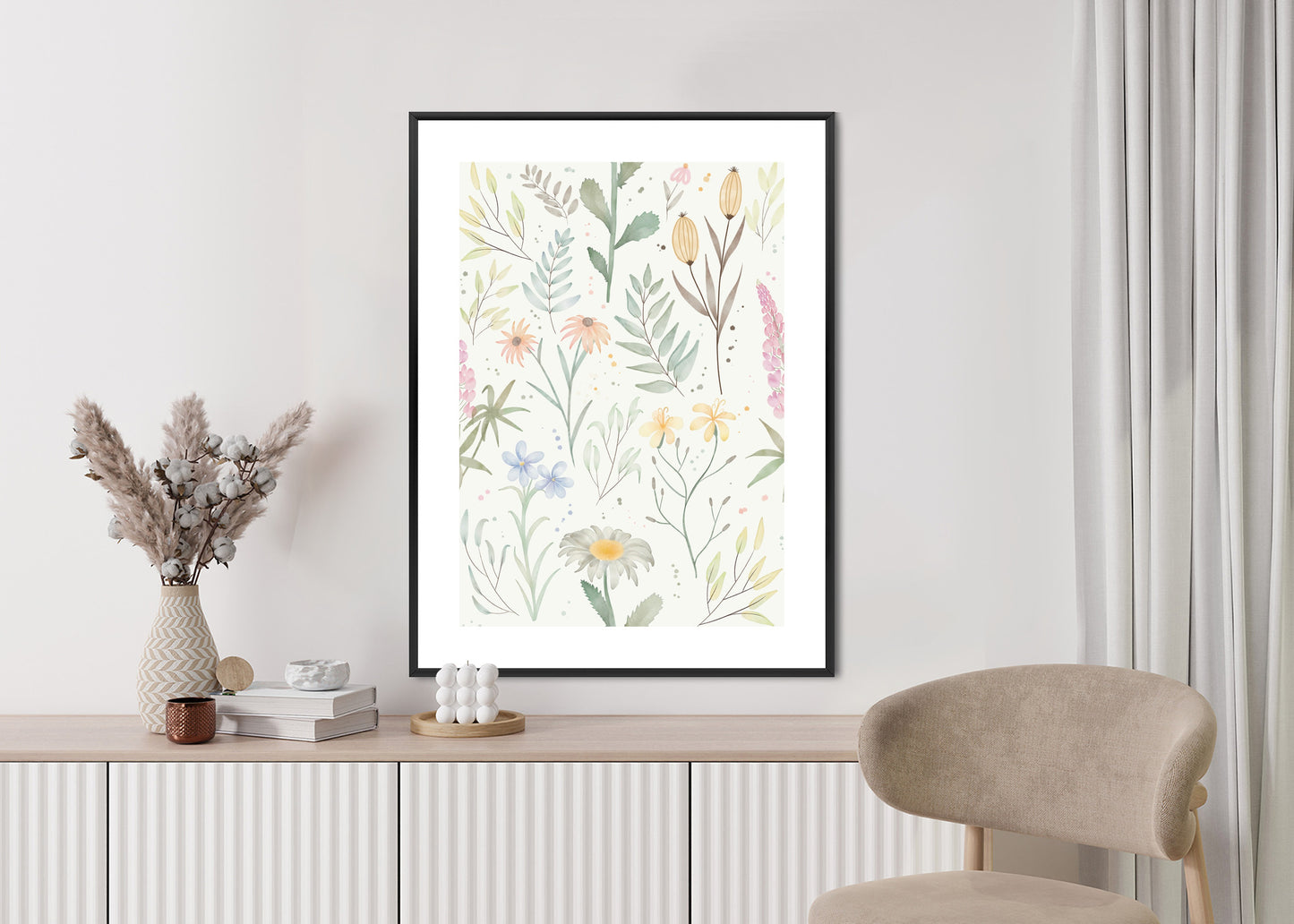 Poster Pastellaquarell-Wildblumen