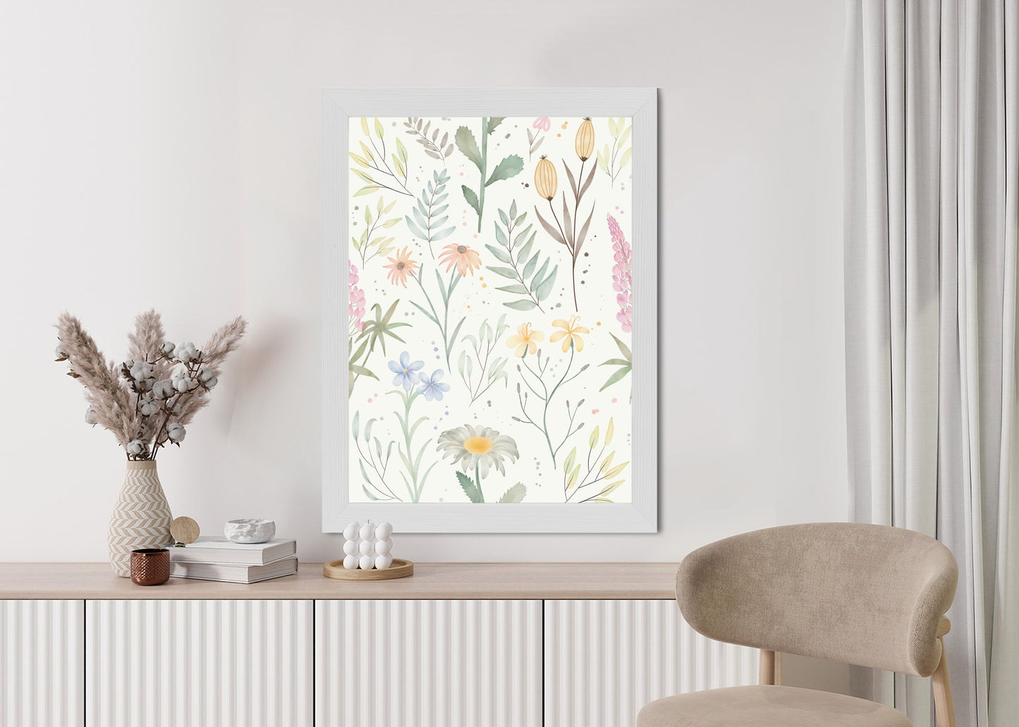 Poster Pastellaquarell-Wildblumen