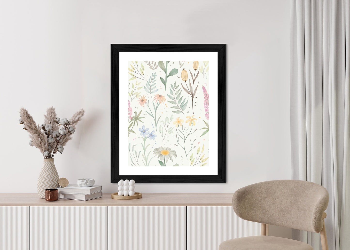Poster Pastellaquarell-Wildblumen