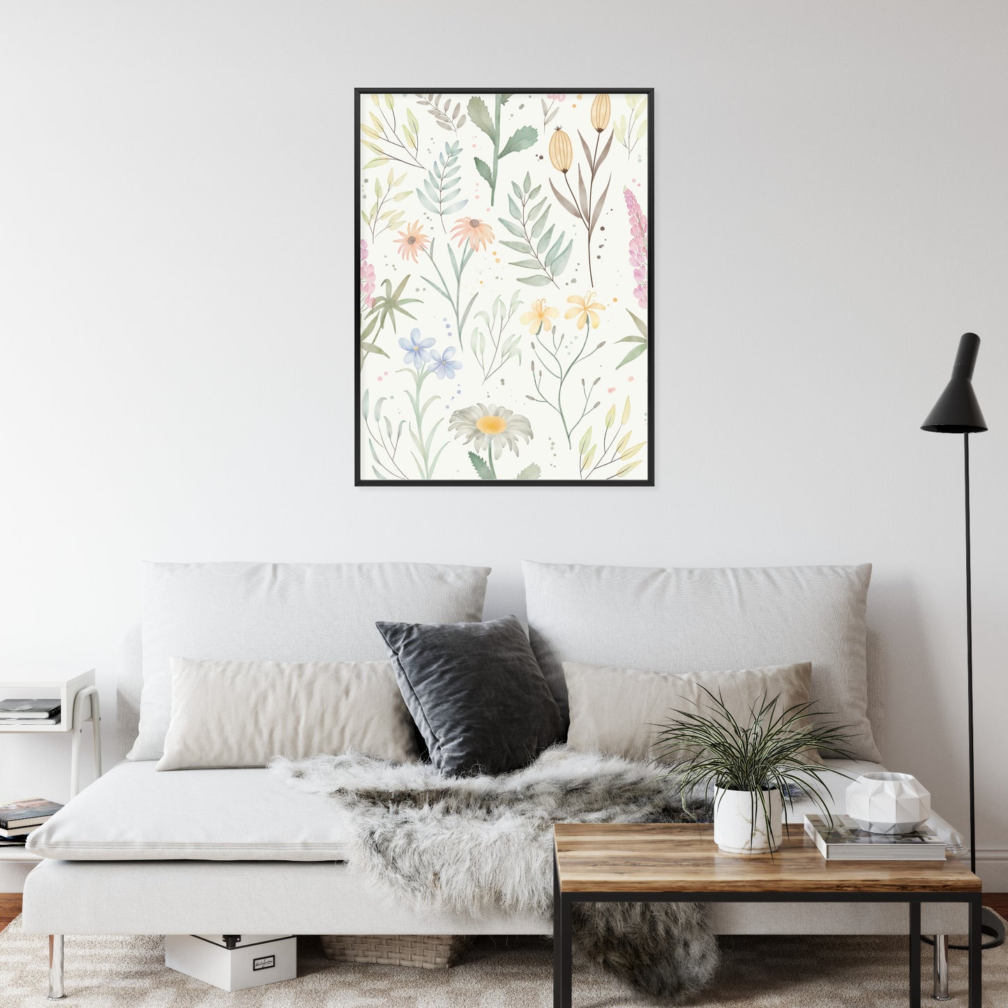 Poster Pastellaquarell-Wildblumen