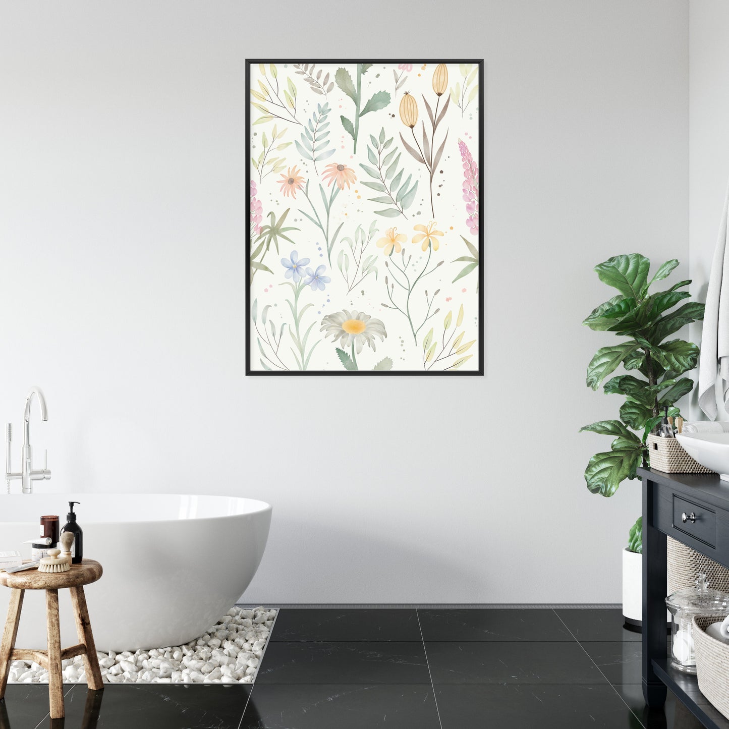 Poster Pastellaquarell-Wildblumen