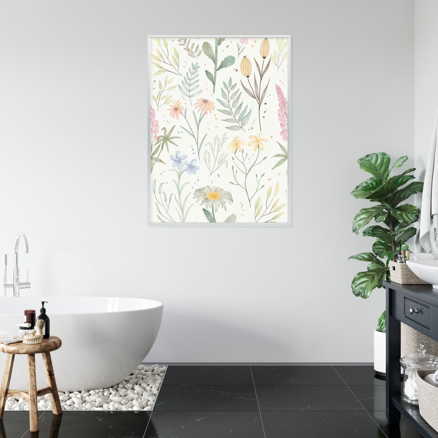 Poster Pastellaquarell-Wildblumen