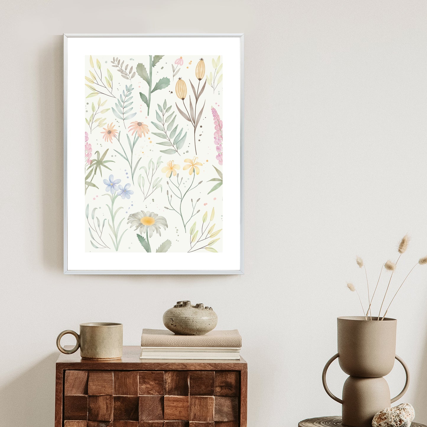 Poster Pastellaquarell-Wildblumen