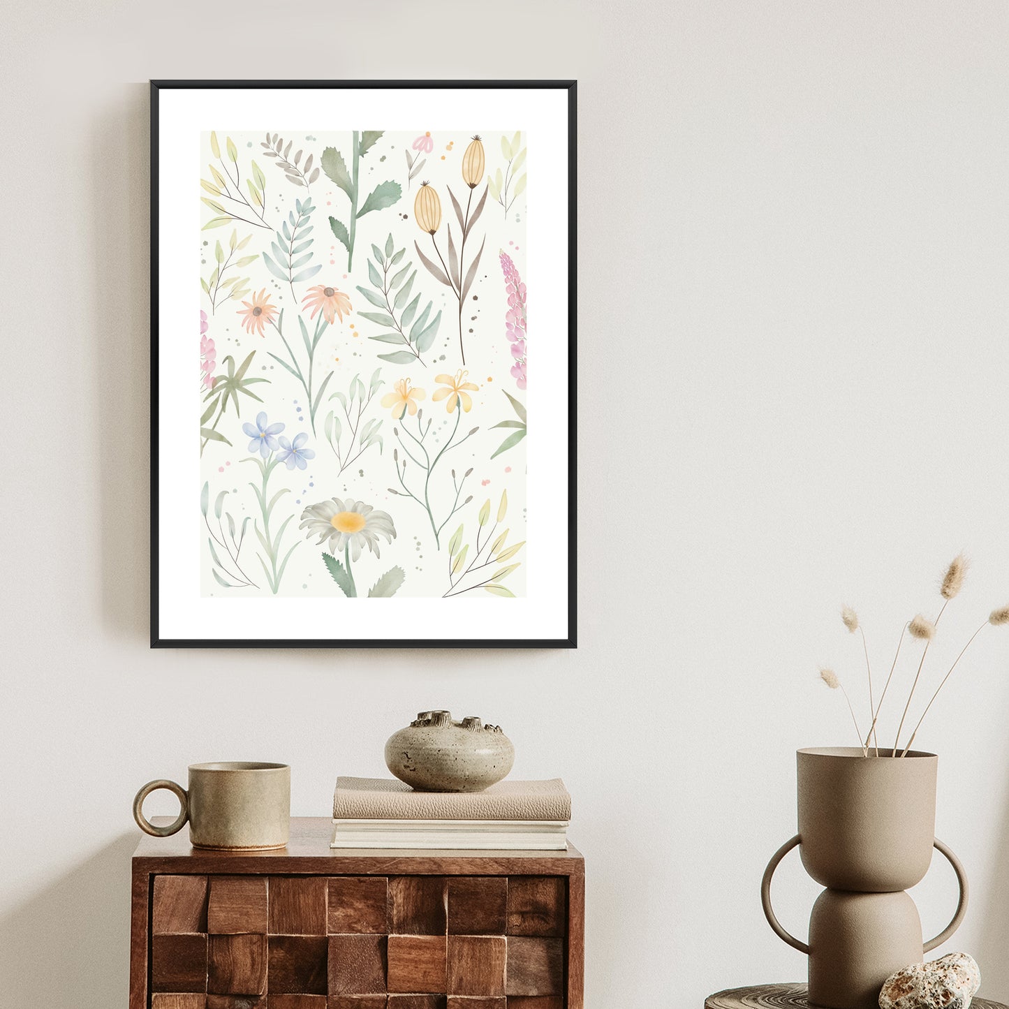 Poster Pastellaquarell-Wildblumen