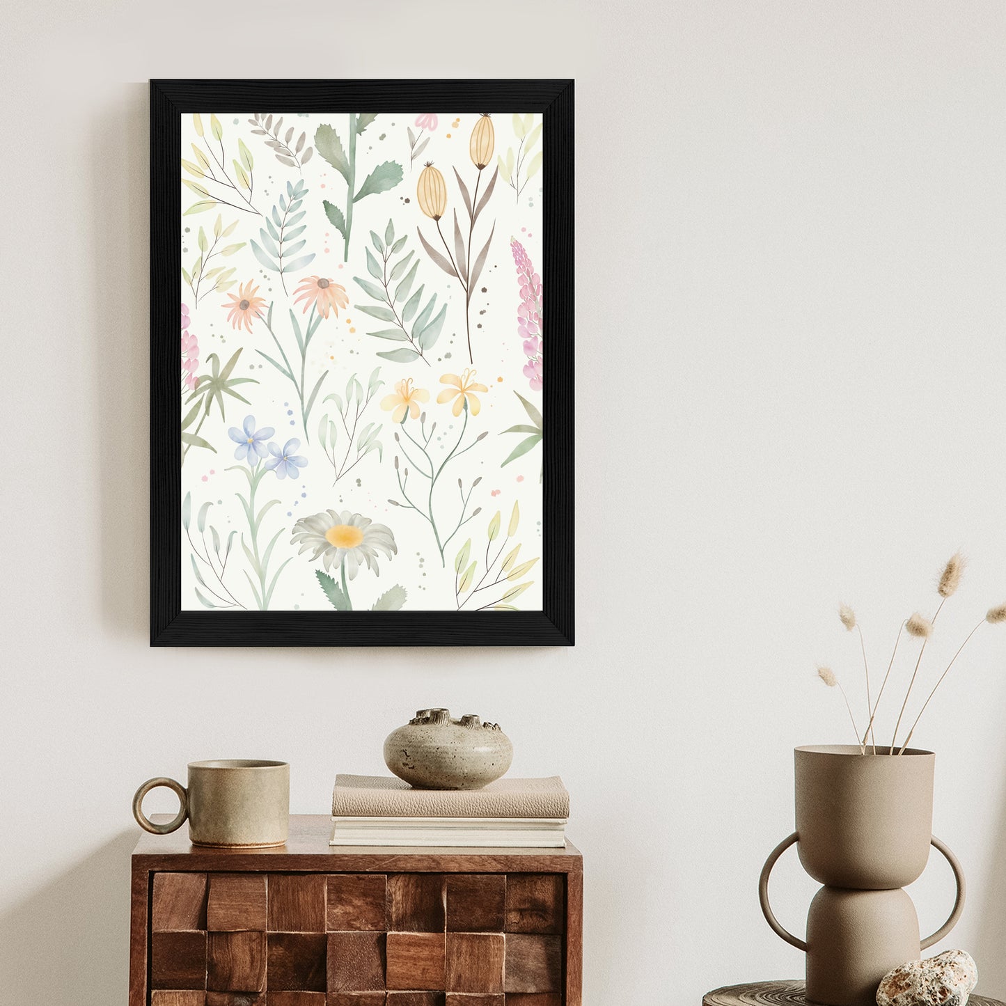 Poster Pastellaquarell-Wildblumen