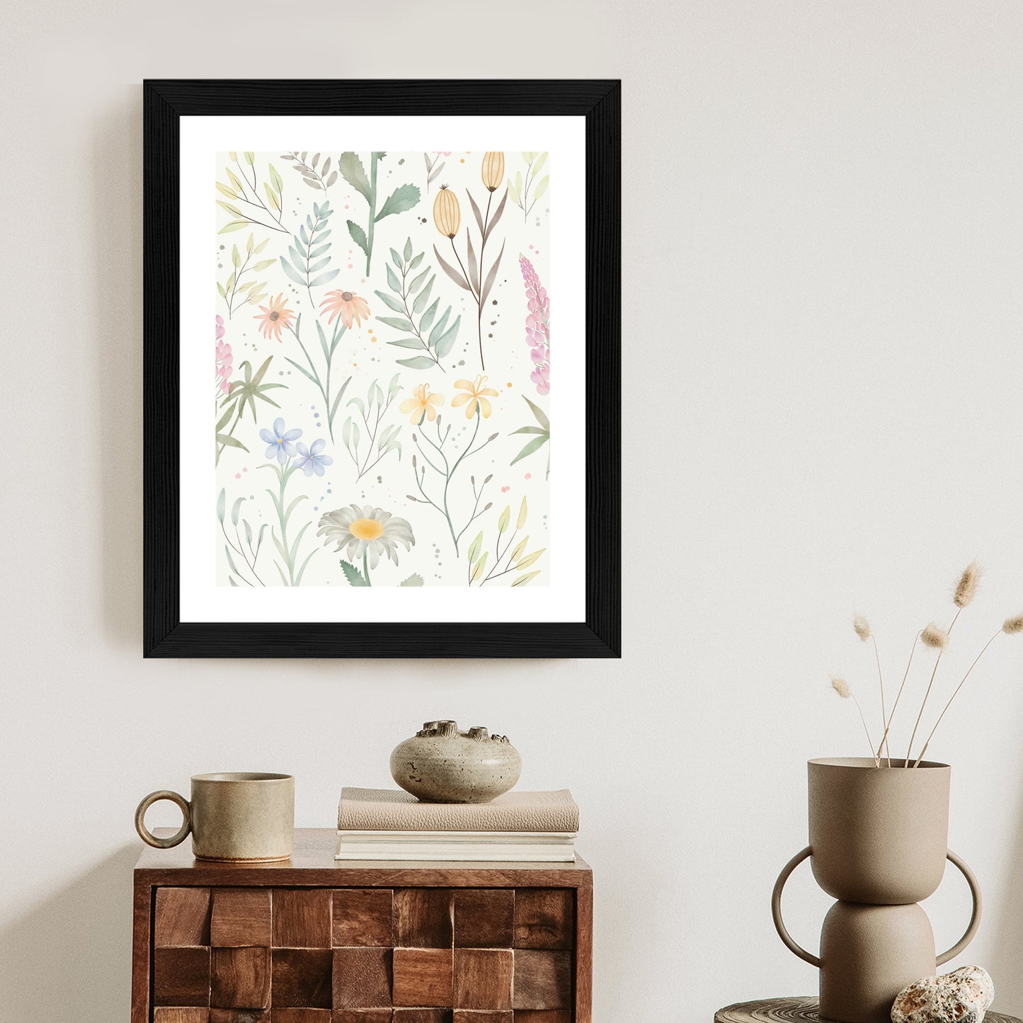 Poster Pastellaquarell-Wildblumen