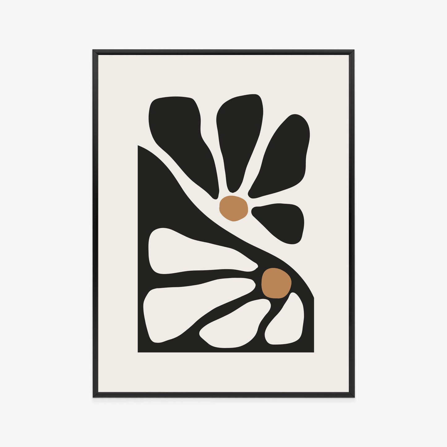 Poster Minimalistische Zweifarbige Blumen Rahmen Holz Mit Passepartout Farbe Natürlich