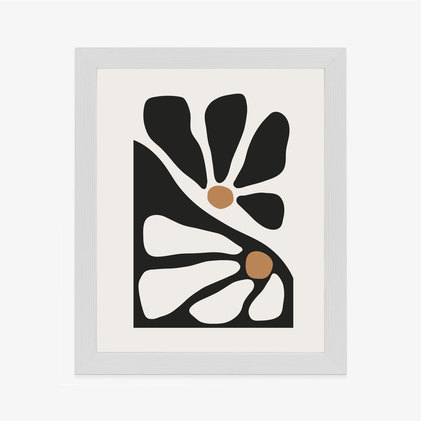 Poster Minimalistische Zweifarbige Blumen Rahmen Holz Mit Passepartout Farbe Natürlich