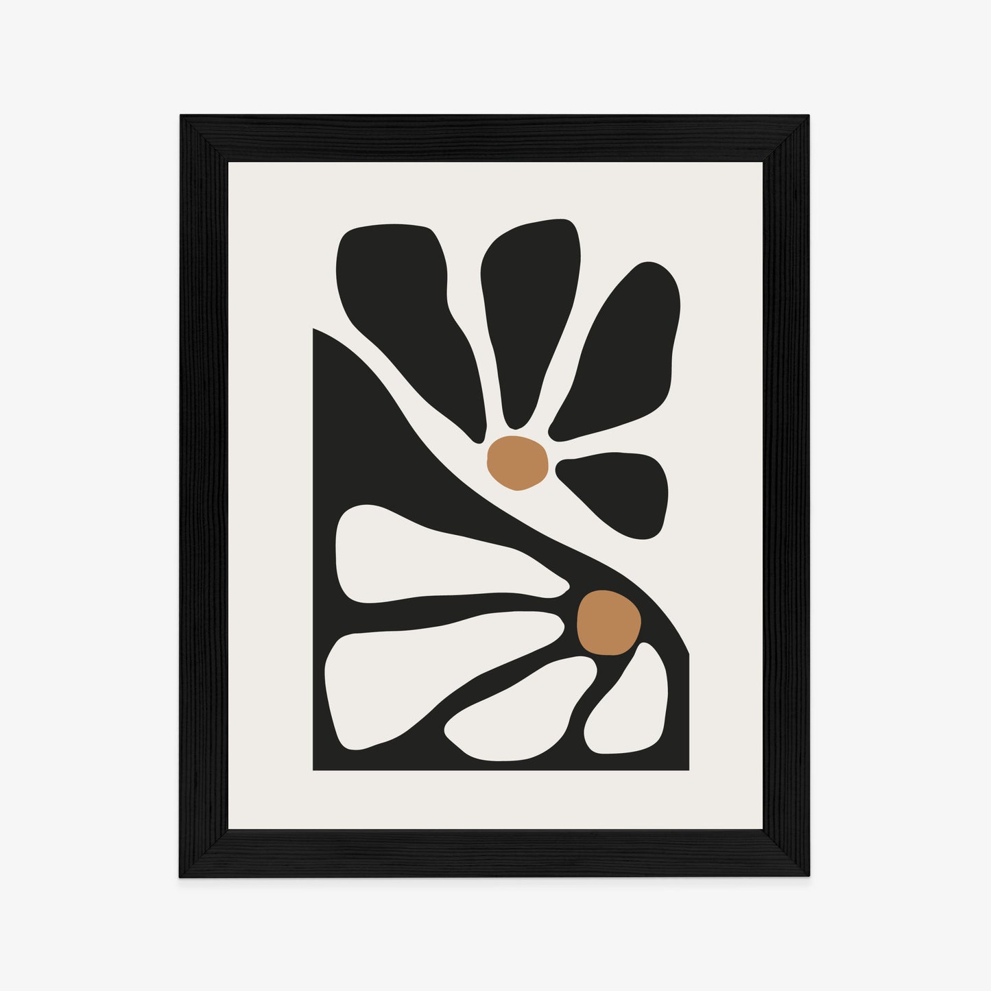 Poster Minimalistische Zweifarbige Blumen Rahmen Holz Mit Passepartout Farbe Natürlich