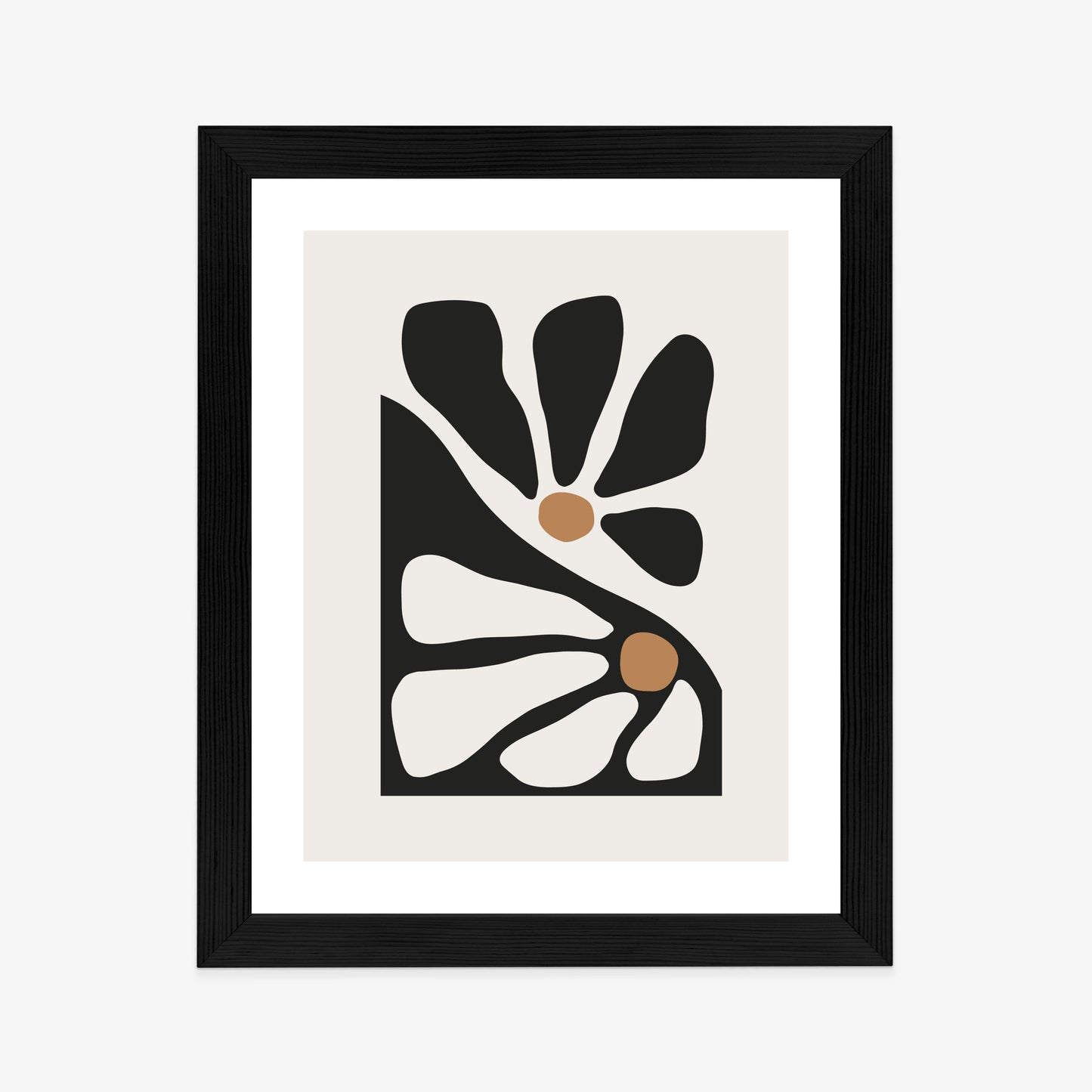 Poster Minimalistische Zweifarbige Blumen Rahmen Holz Mit Passepartout Farbe Natürlich