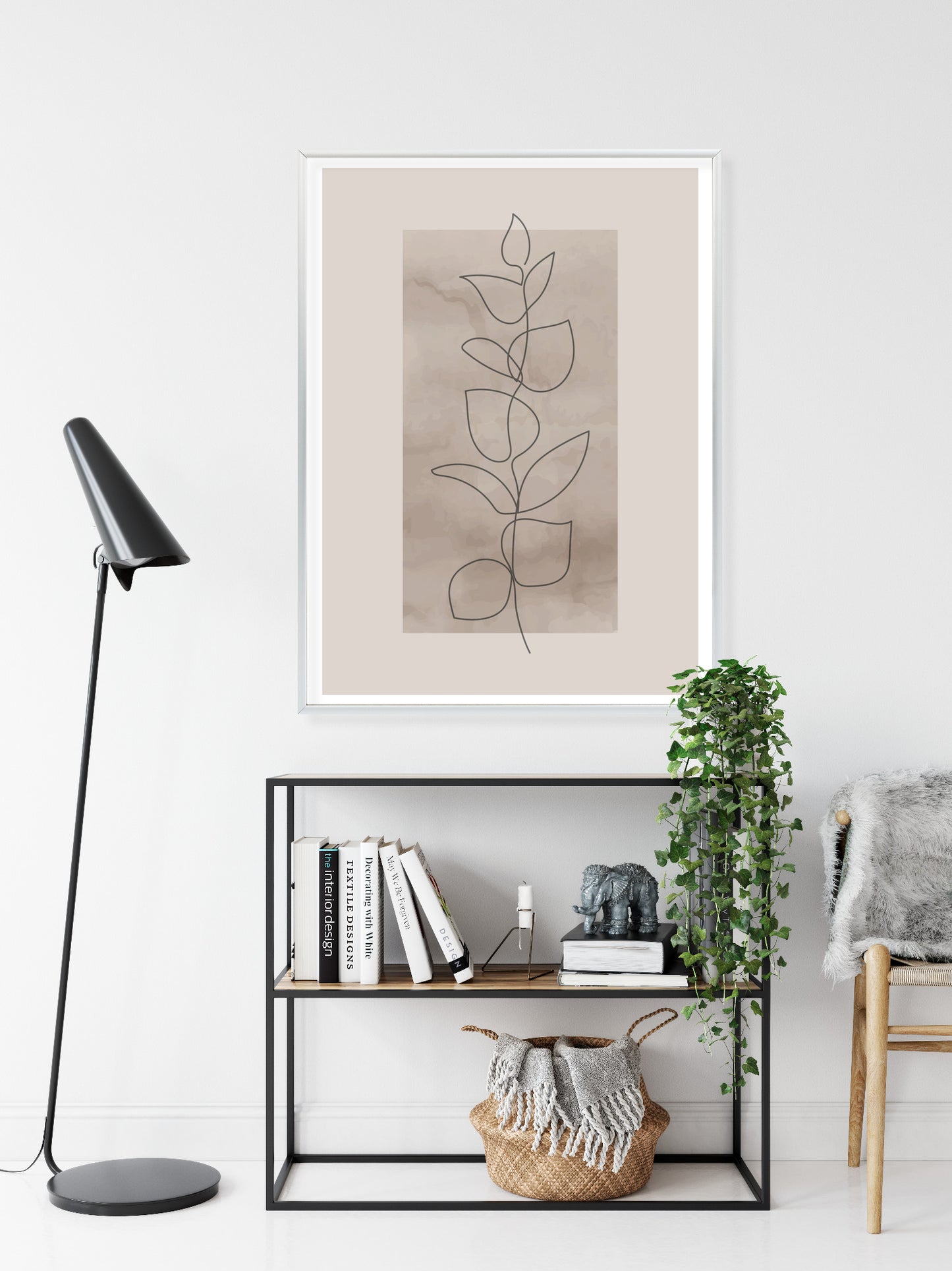 Poster Abstrakte Minimalistische Pflanze Auf Beigem Hintergrund