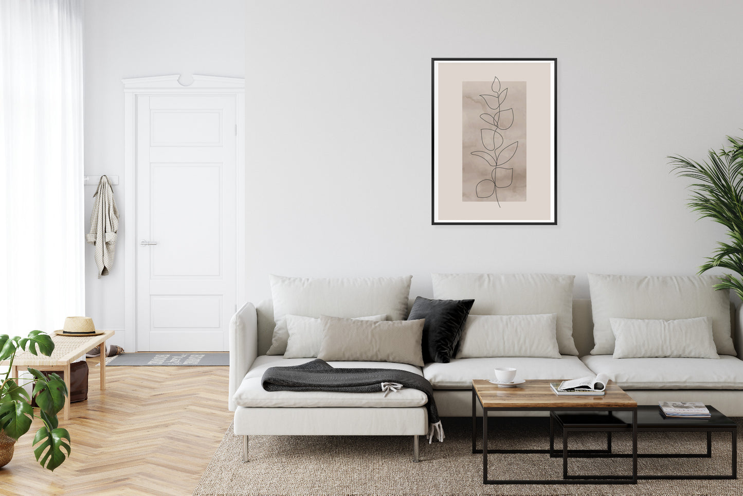 Poster Abstrakte Minimalistische Pflanze Auf Beigem Hintergrund