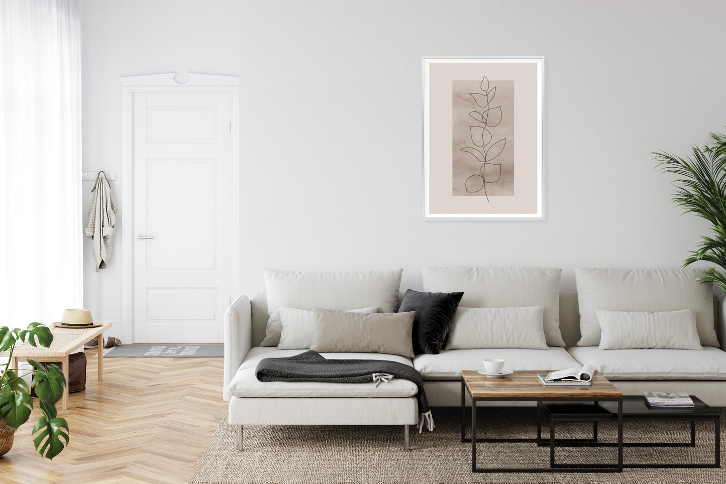 Poster Abstrakte Minimalistische Pflanze Auf Beigem Hintergrund