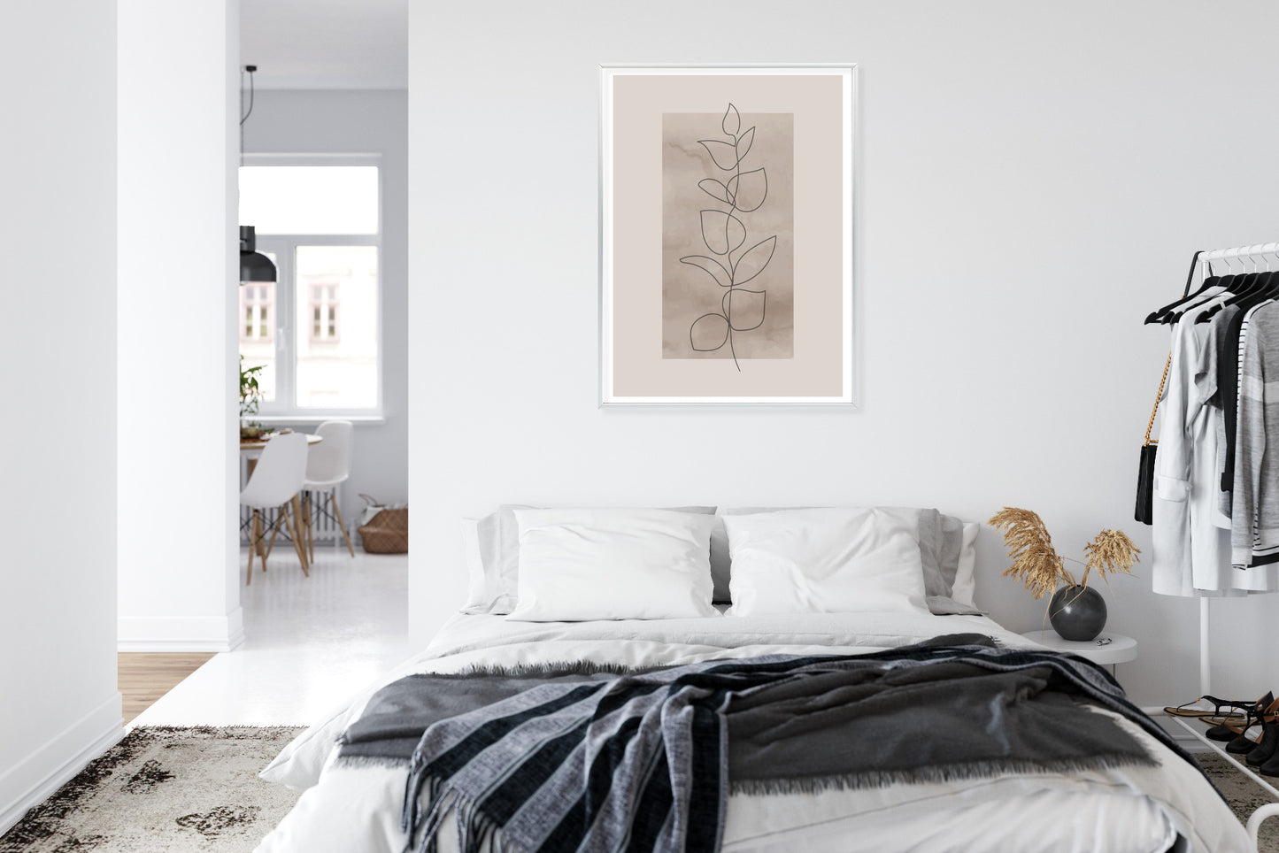 Poster Abstrakte Minimalistische Pflanze Auf Beigem Hintergrund