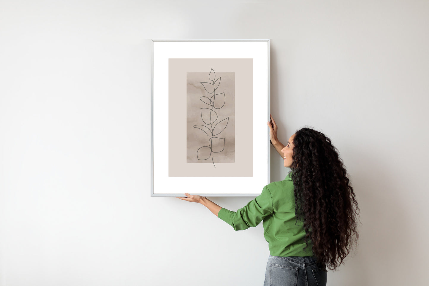 Poster Abstrakte Minimalistische Pflanze Auf Beigem Hintergrund