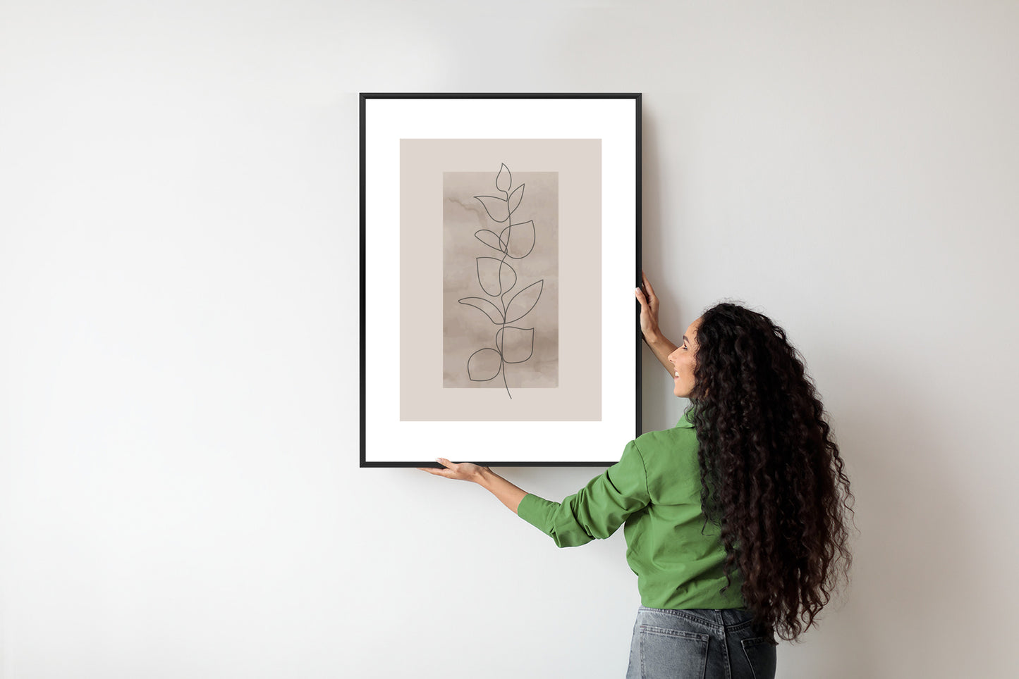Poster Abstrakte Minimalistische Pflanze Auf Beigem Hintergrund