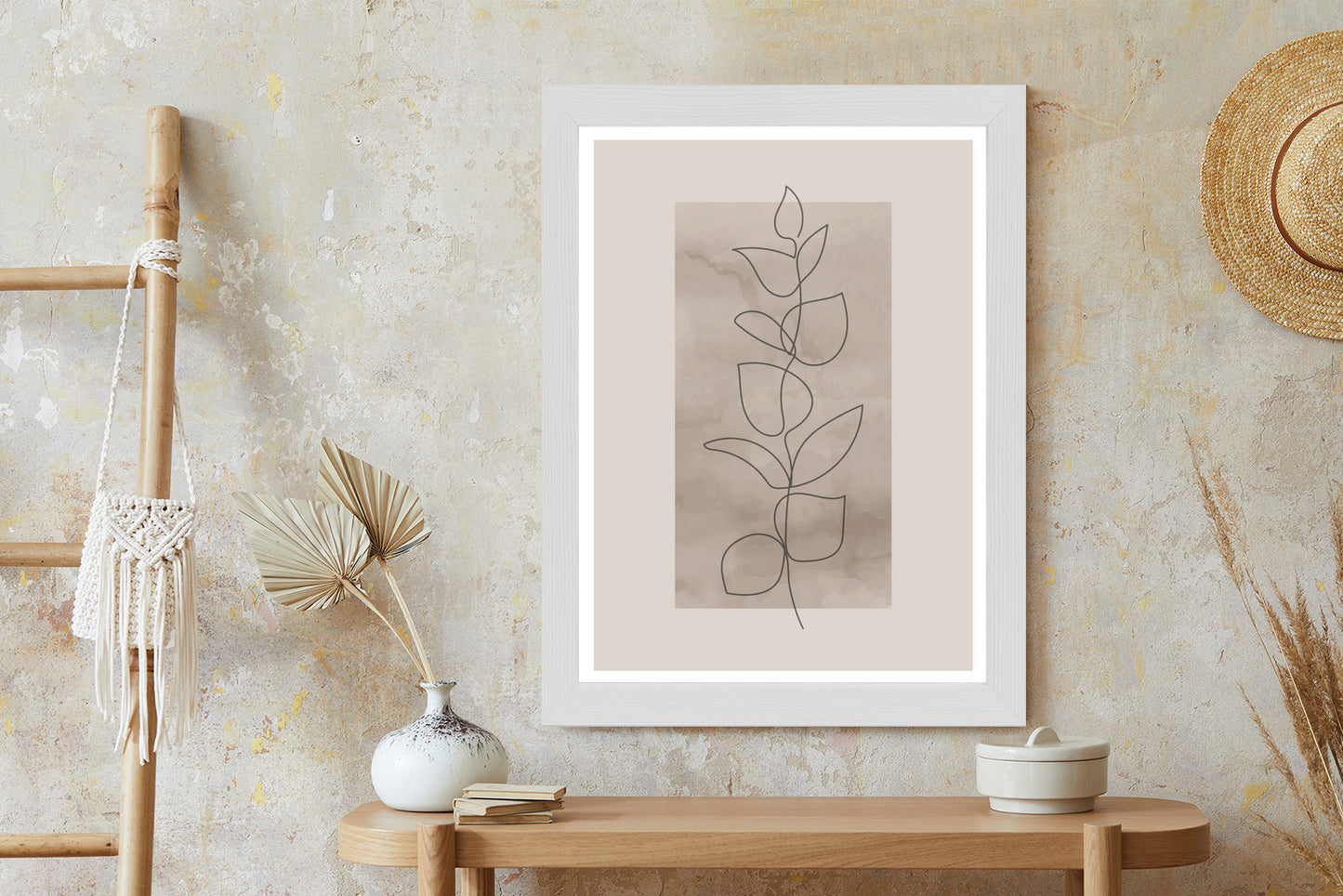 Poster Abstrakte Minimalistische Pflanze Auf Beigem Hintergrund