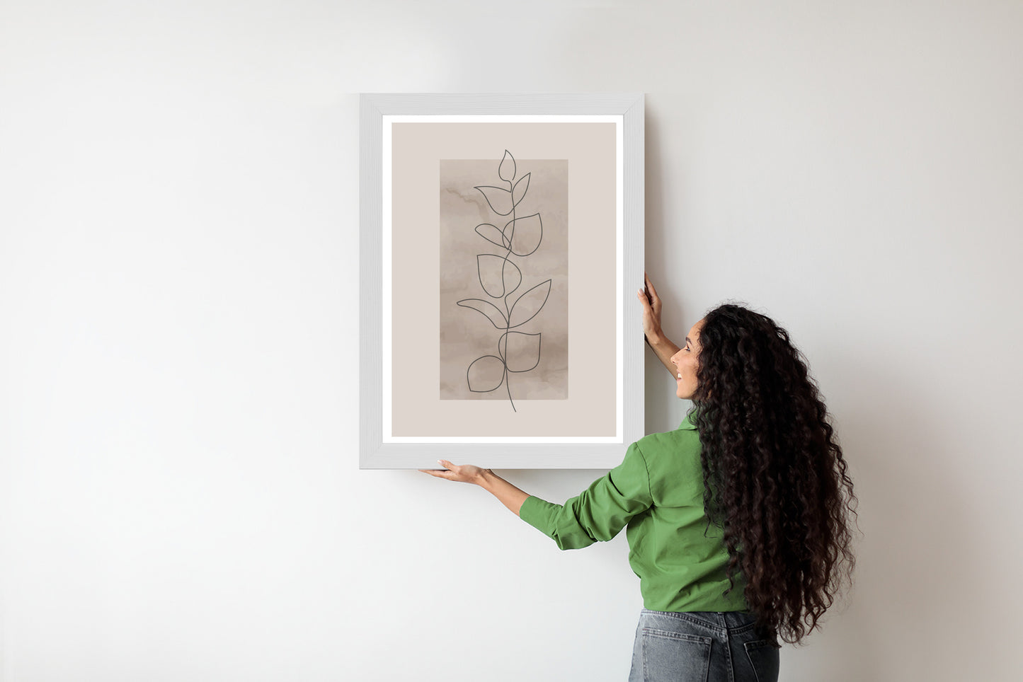 Poster Abstrakte Minimalistische Pflanze Auf Beigem Hintergrund