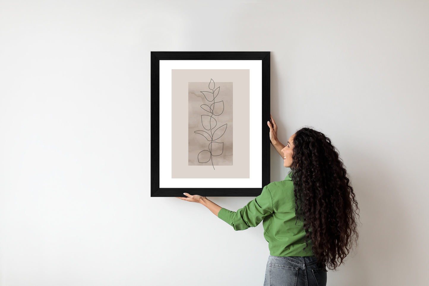 Poster Abstrakte Minimalistische Pflanze Auf Beigem Hintergrund