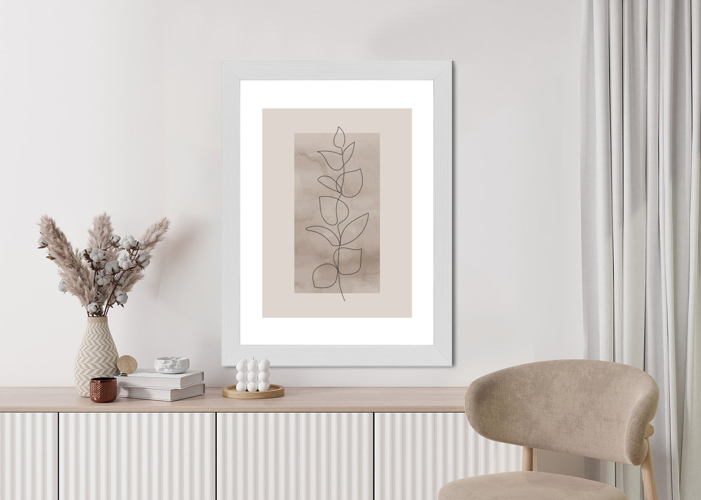 Poster Abstrakte Minimalistische Pflanze Auf Beigem Hintergrund