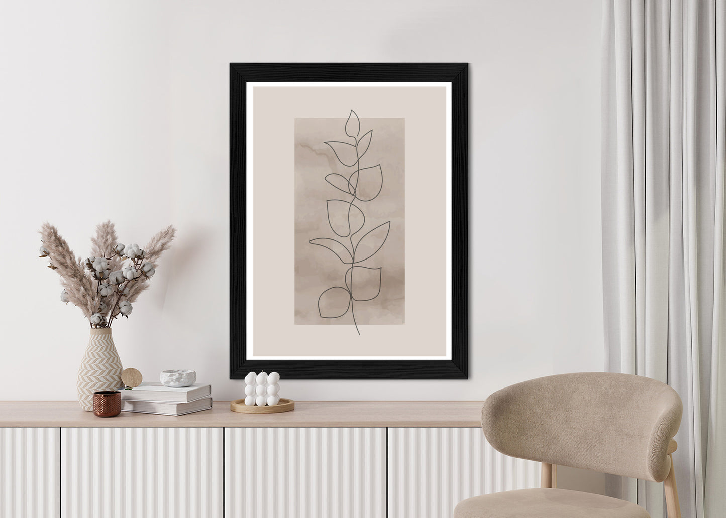 Poster Abstrakte Minimalistische Pflanze Auf Beigem Hintergrund