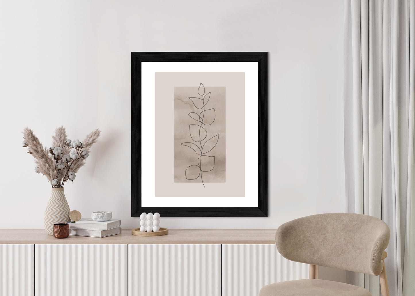 Poster Abstrakte Minimalistische Pflanze Auf Beigem Hintergrund
