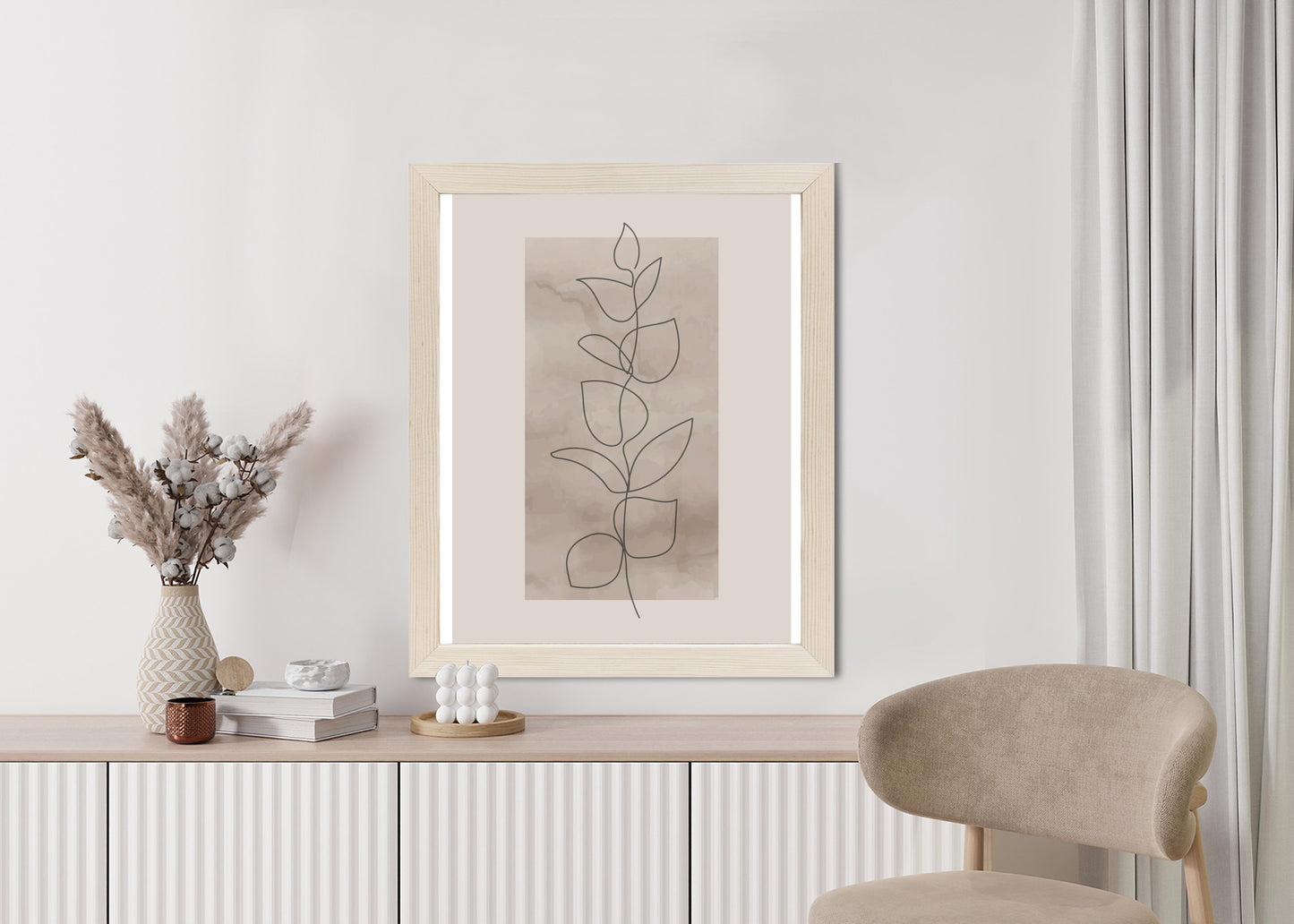 Poster Abstrakte Minimalistische Pflanze Auf Beigem Hintergrund