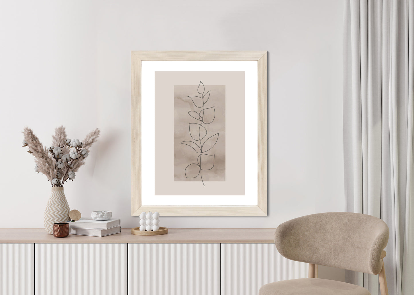 Poster Abstrakte Minimalistische Pflanze Auf Beigem Hintergrund