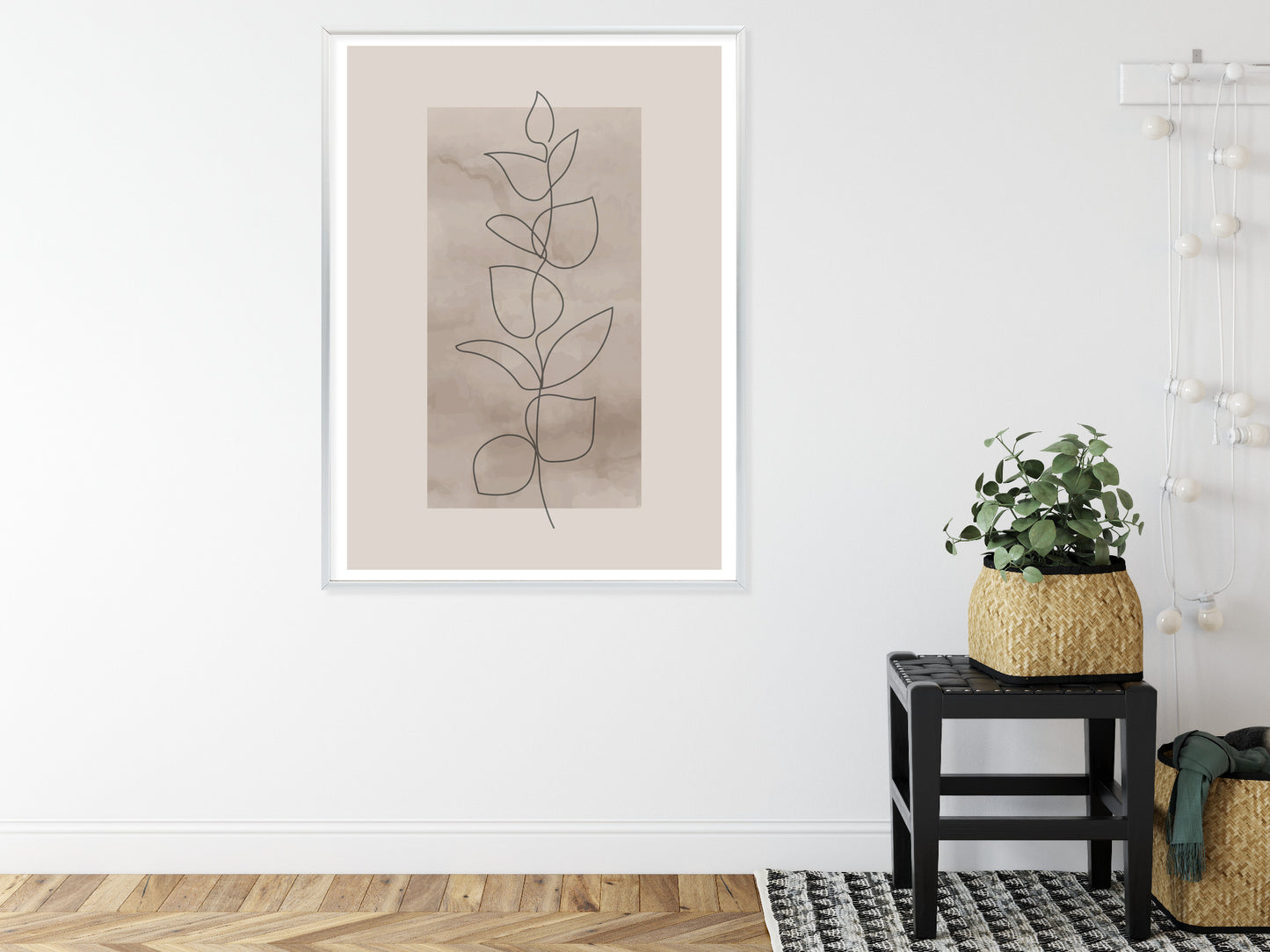 Poster Abstrakte Minimalistische Pflanze Auf Beigem Hintergrund