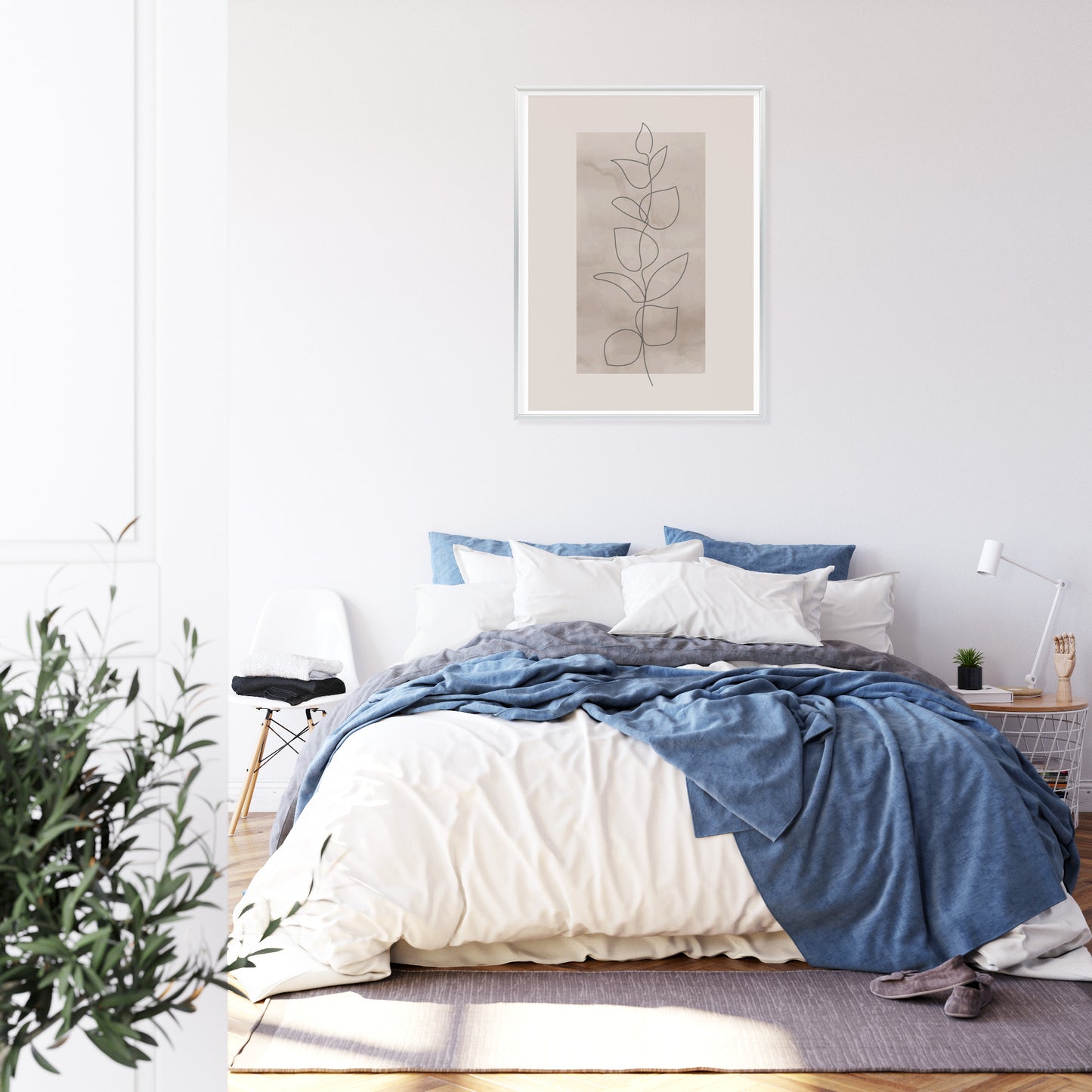 Poster Abstrakte Minimalistische Pflanze Auf Beigem Hintergrund