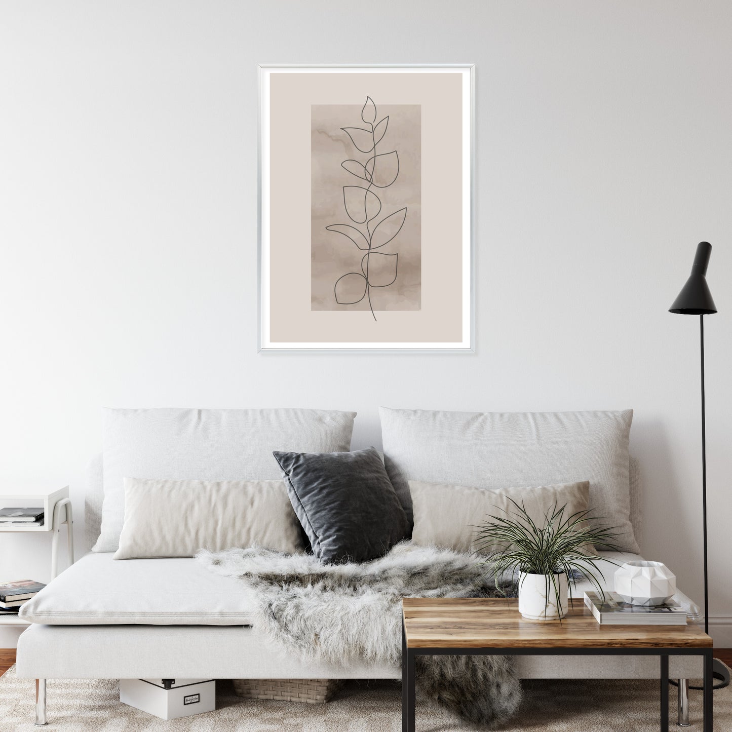 Poster Abstrakte Minimalistische Pflanze Auf Beigem Hintergrund