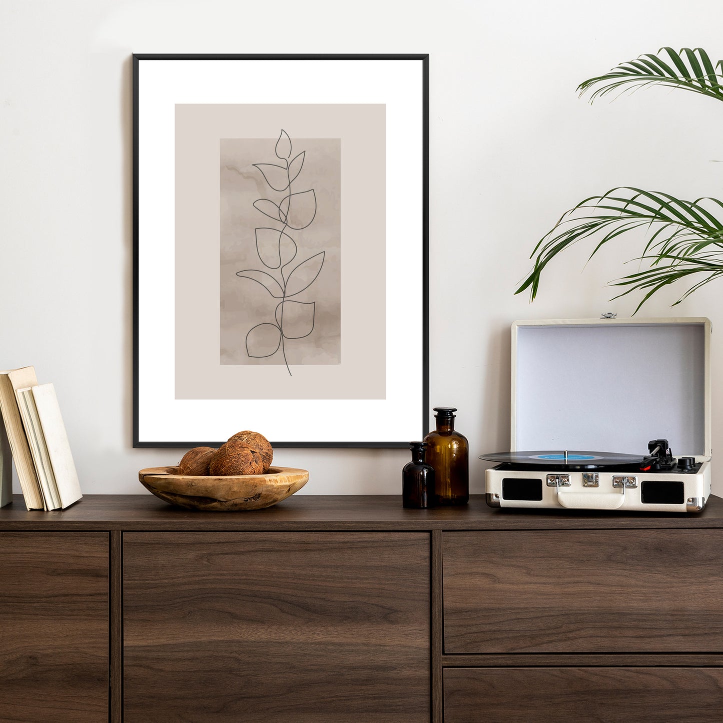 Poster Abstrakte Minimalistische Pflanze Auf Beigem Hintergrund