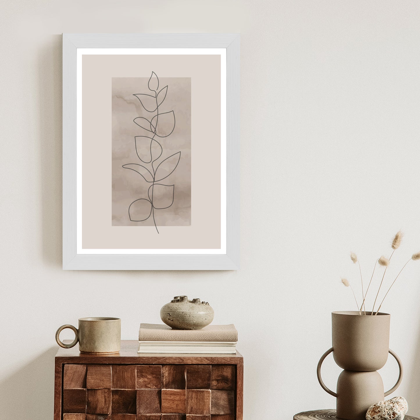 Poster Abstrakte Minimalistische Pflanze Auf Beigem Hintergrund
