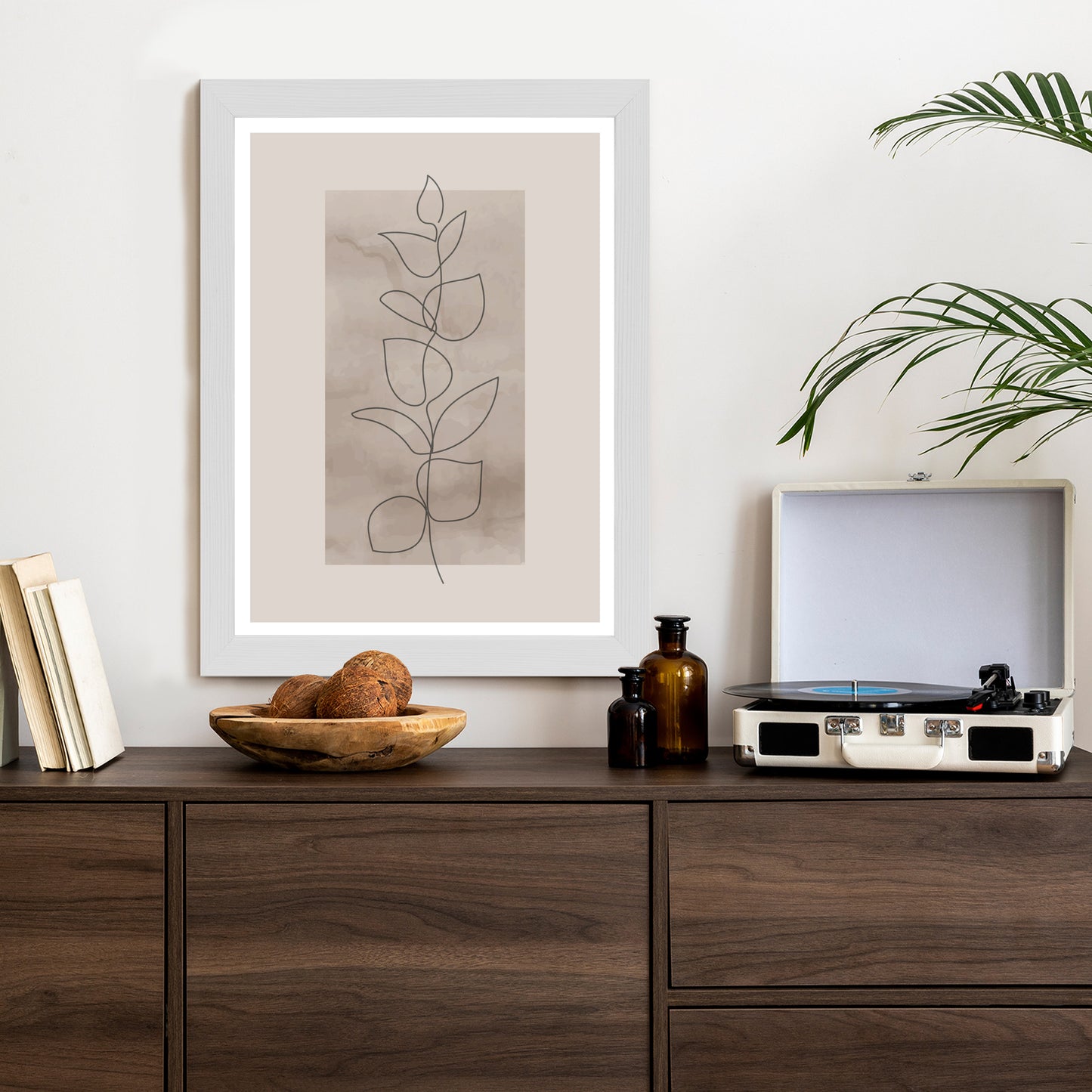 Poster Abstrakte Minimalistische Pflanze Auf Beigem Hintergrund