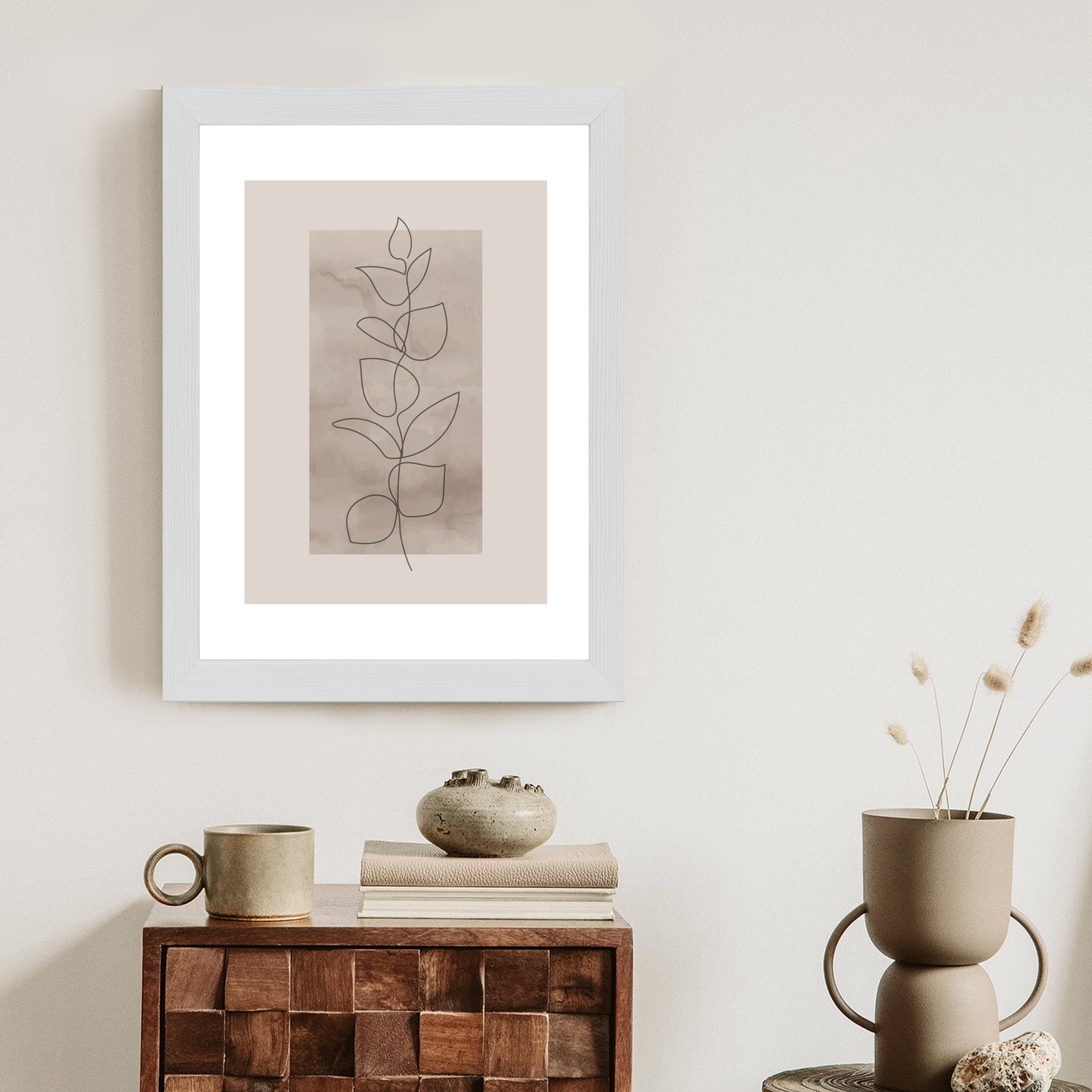 Poster Abstrakte Minimalistische Pflanze Auf Beigem Hintergrund