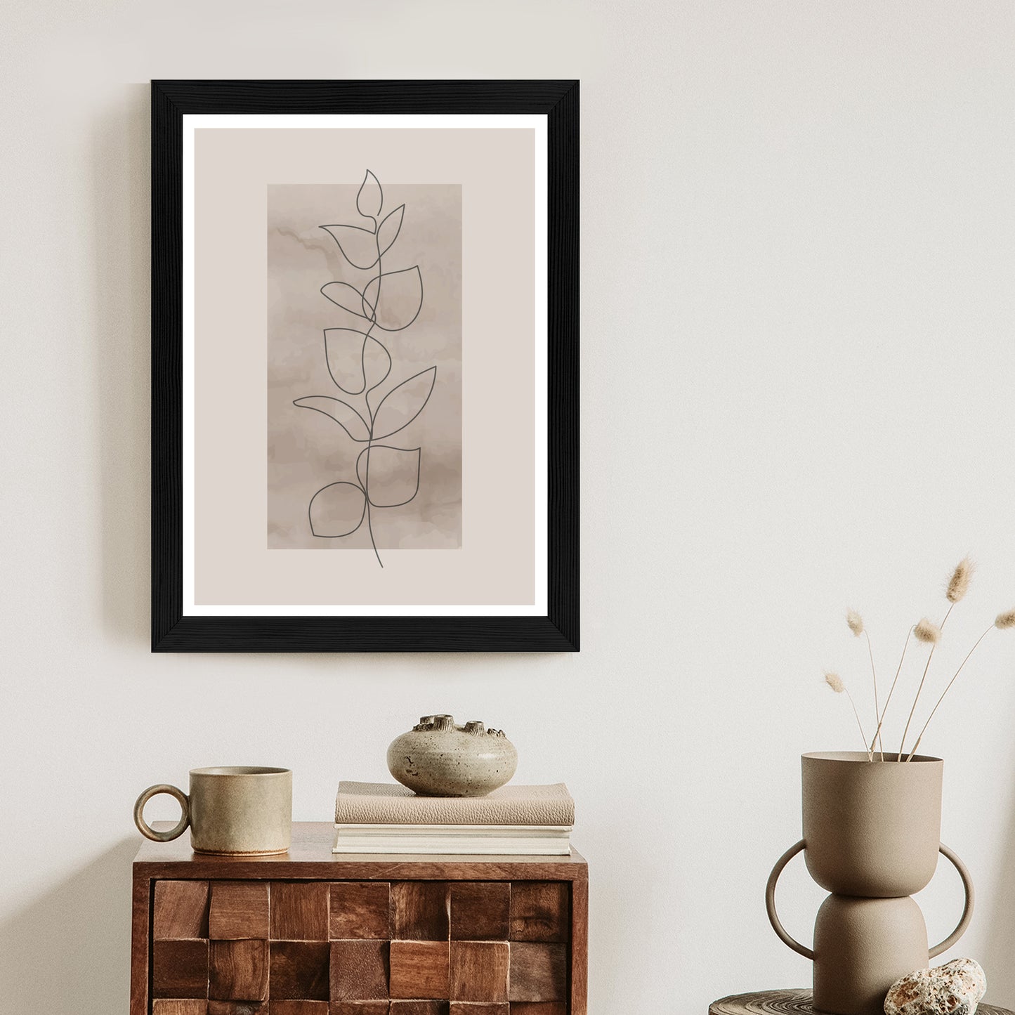 Poster Abstrakte Minimalistische Pflanze Auf Beigem Hintergrund