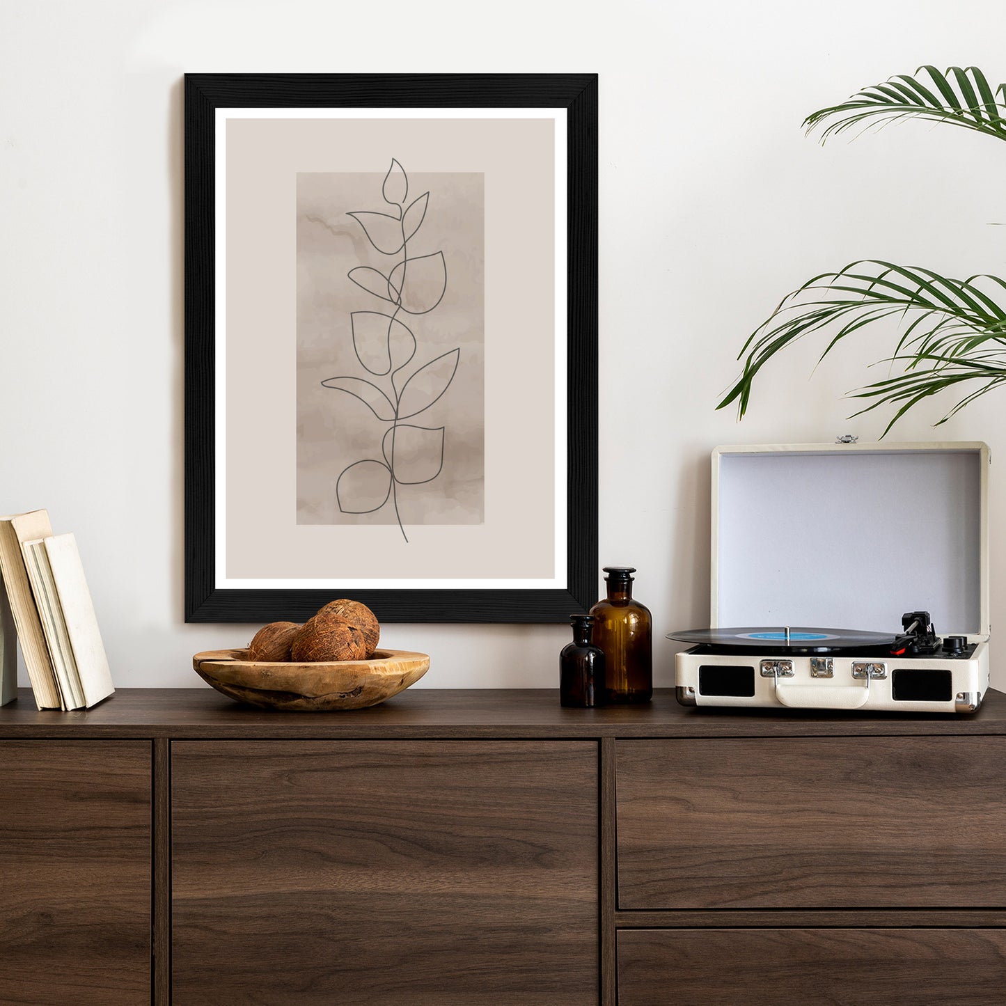 Poster Abstrakte Minimalistische Pflanze Auf Beigem Hintergrund