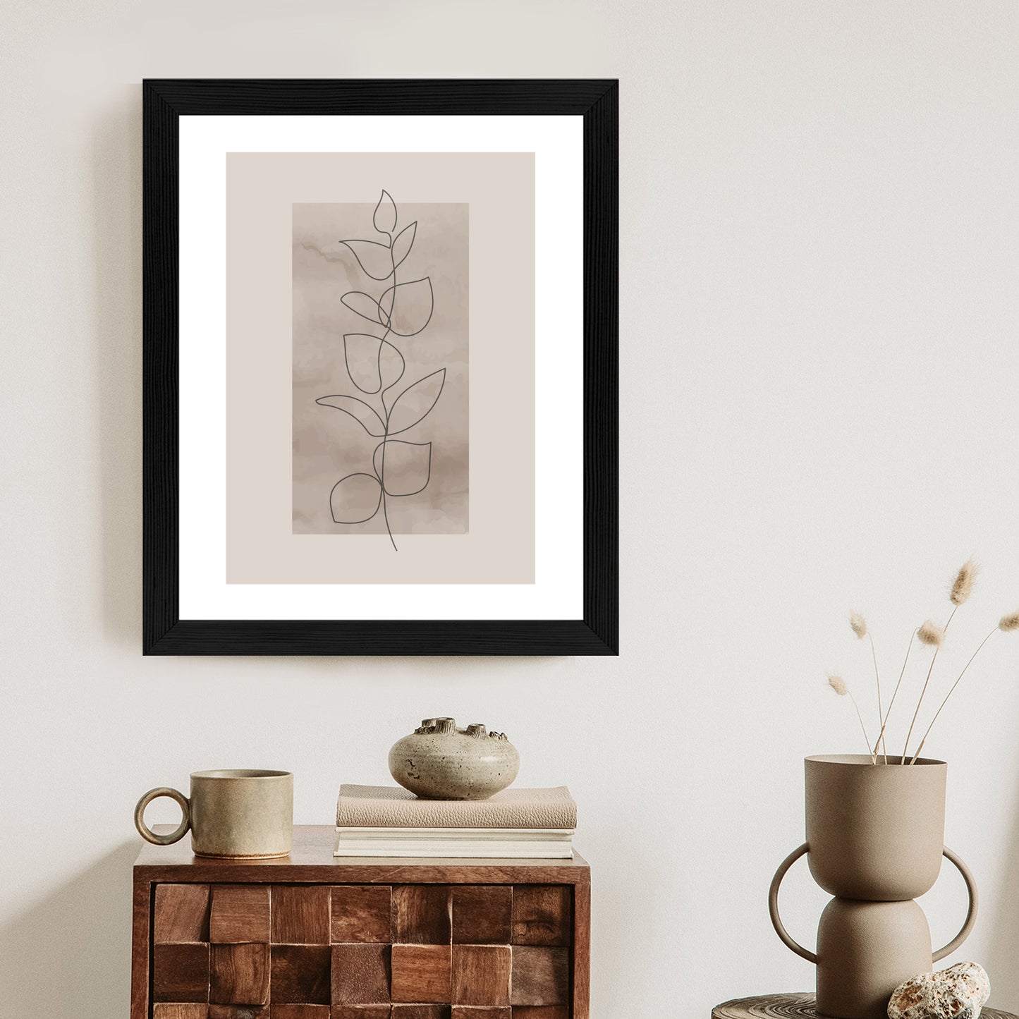 Poster Abstrakte Minimalistische Pflanze Auf Beigem Hintergrund
