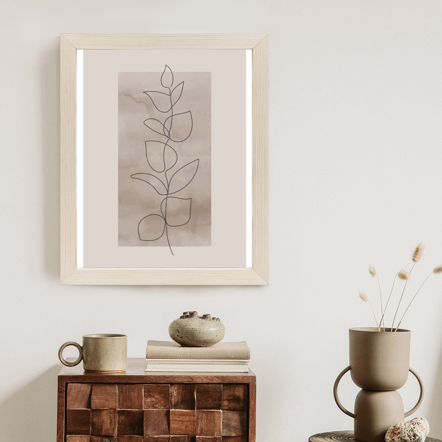 Poster Abstrakte Minimalistische Pflanze Auf Beigem Hintergrund