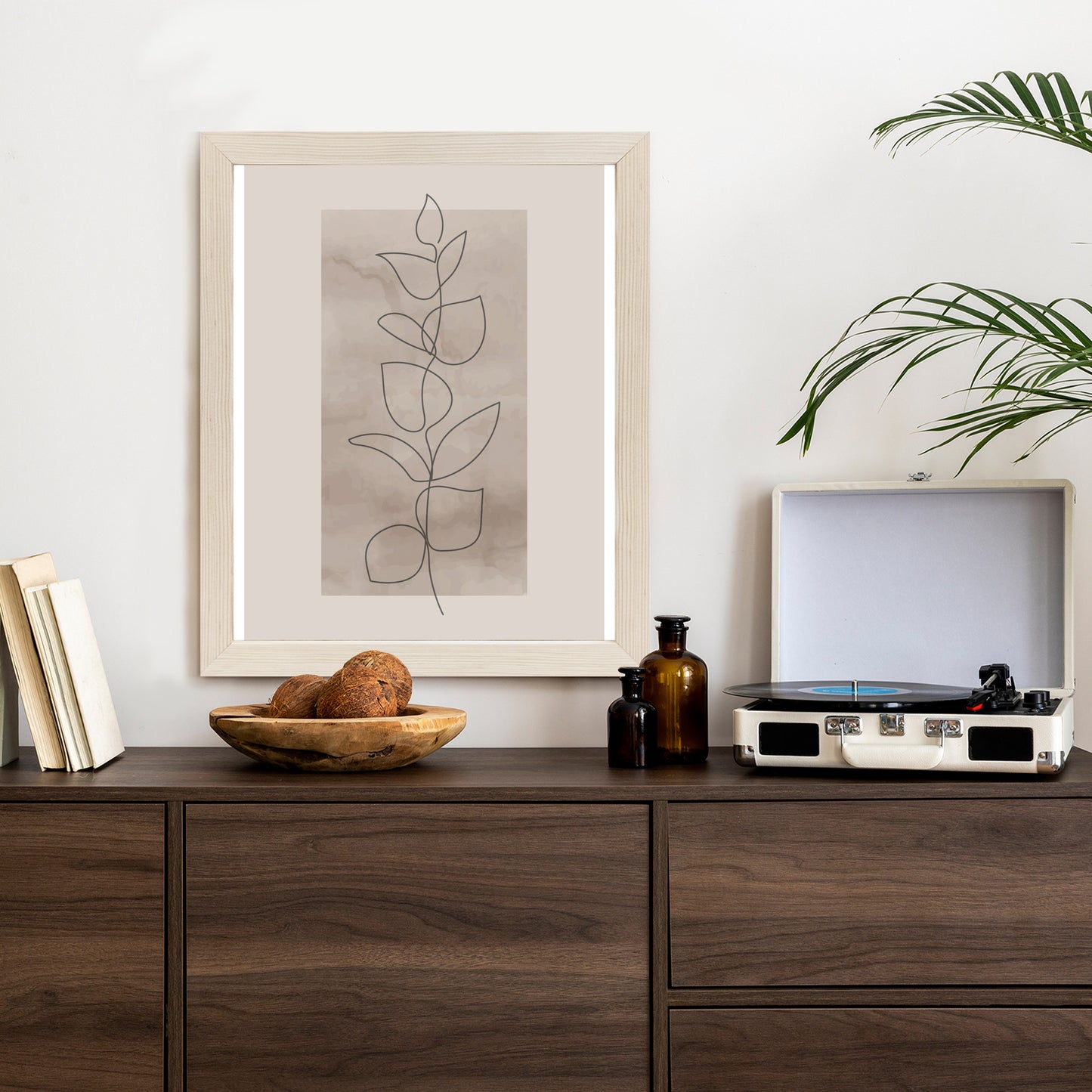 Poster Abstrakte Minimalistische Pflanze Auf Beigem Hintergrund