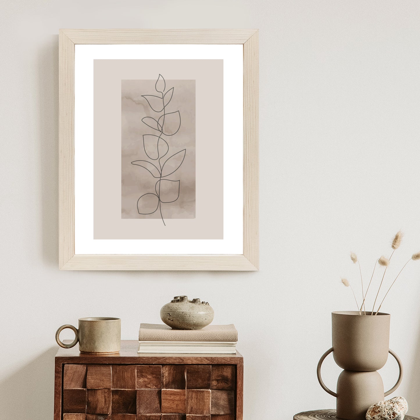 Poster Abstrakte Minimalistische Pflanze Auf Beigem Hintergrund