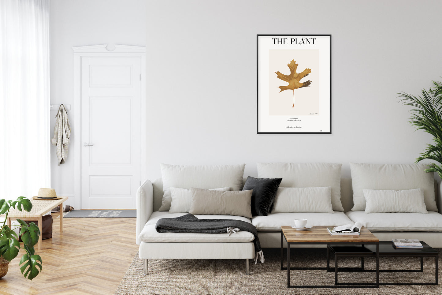 Poster Herbstblatt Im Herbarium Rahmen Holz Mit Passepartout Farbe Natürlich