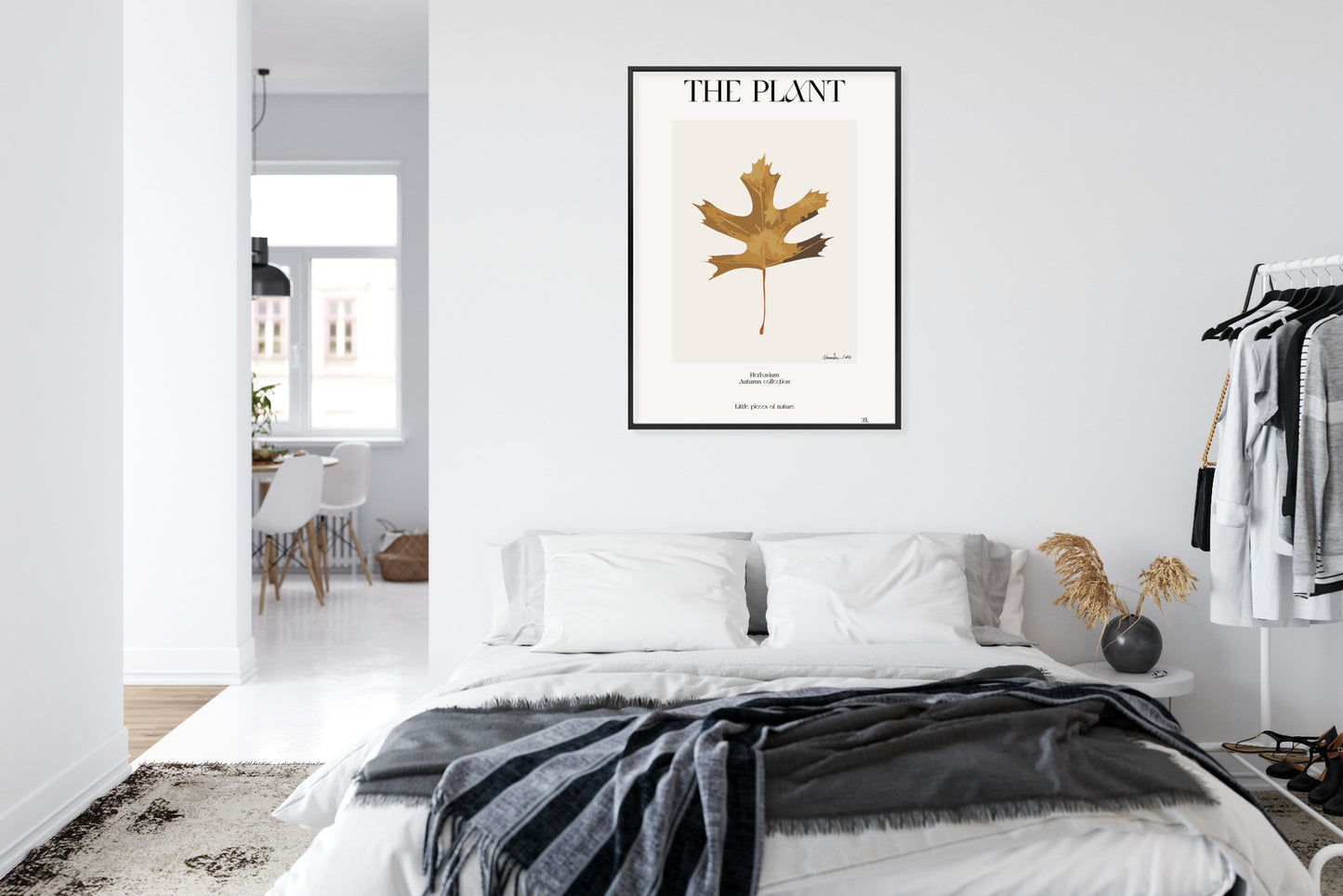 Poster Herbstblatt Im Herbarium Rahmen Holz Mit Passepartout Farbe Natürlich