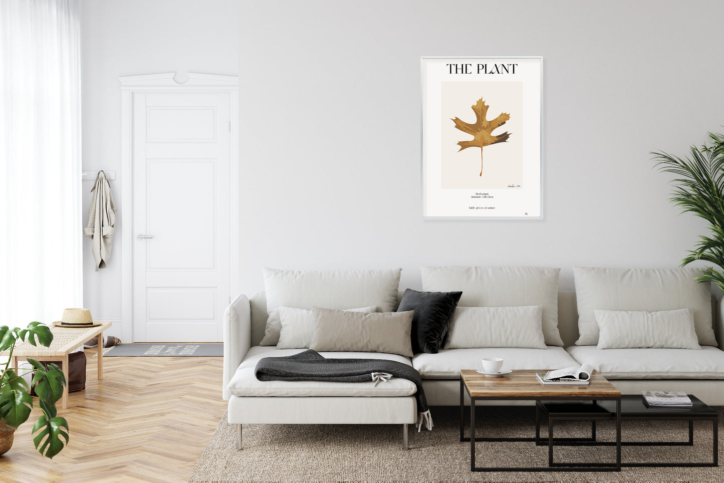 Poster Herbstblatt Im Herbarium Rahmen Holz Mit Passepartout Farbe Natürlich