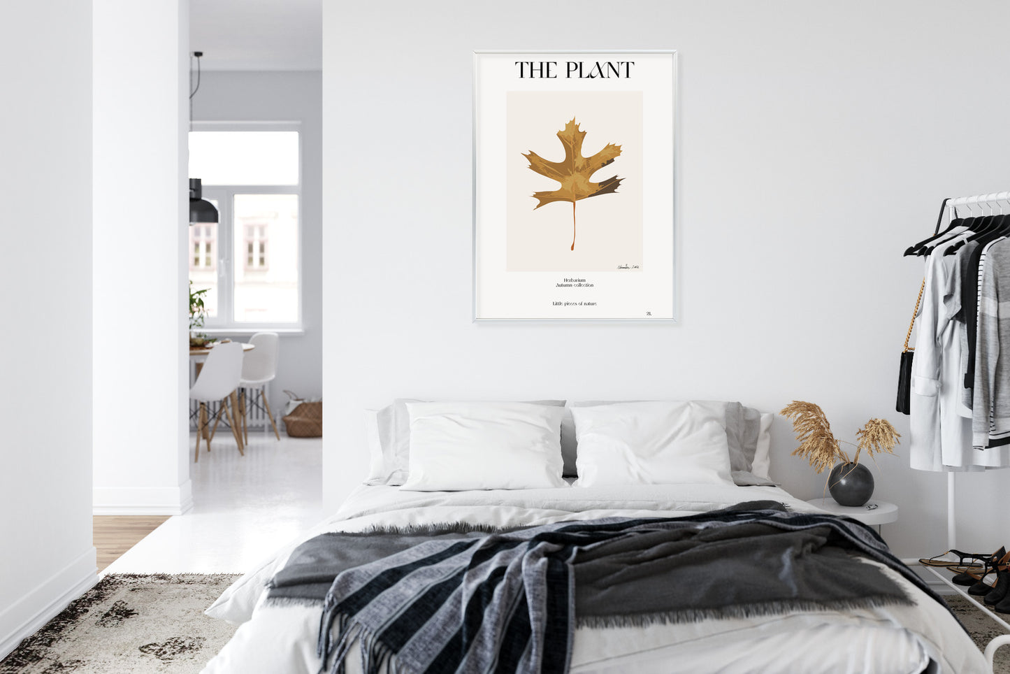 Poster Herbstblatt Im Herbarium Rahmen Holz Mit Passepartout Farbe Natürlich