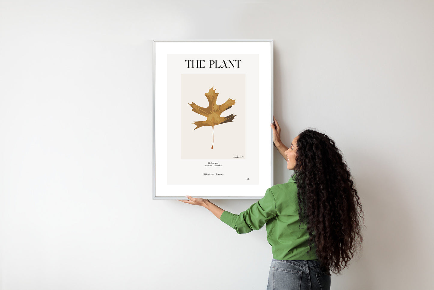 Poster Herbstblatt Im Herbarium Rahmen Holz Mit Passepartout Farbe Natürlich