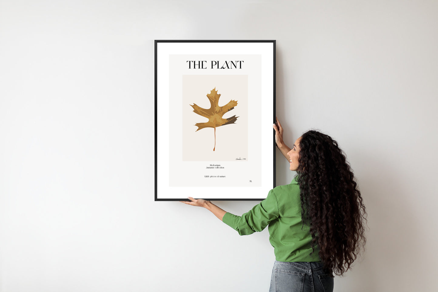 Poster Herbstblatt Im Herbarium Rahmen Holz Mit Passepartout Farbe Natürlich