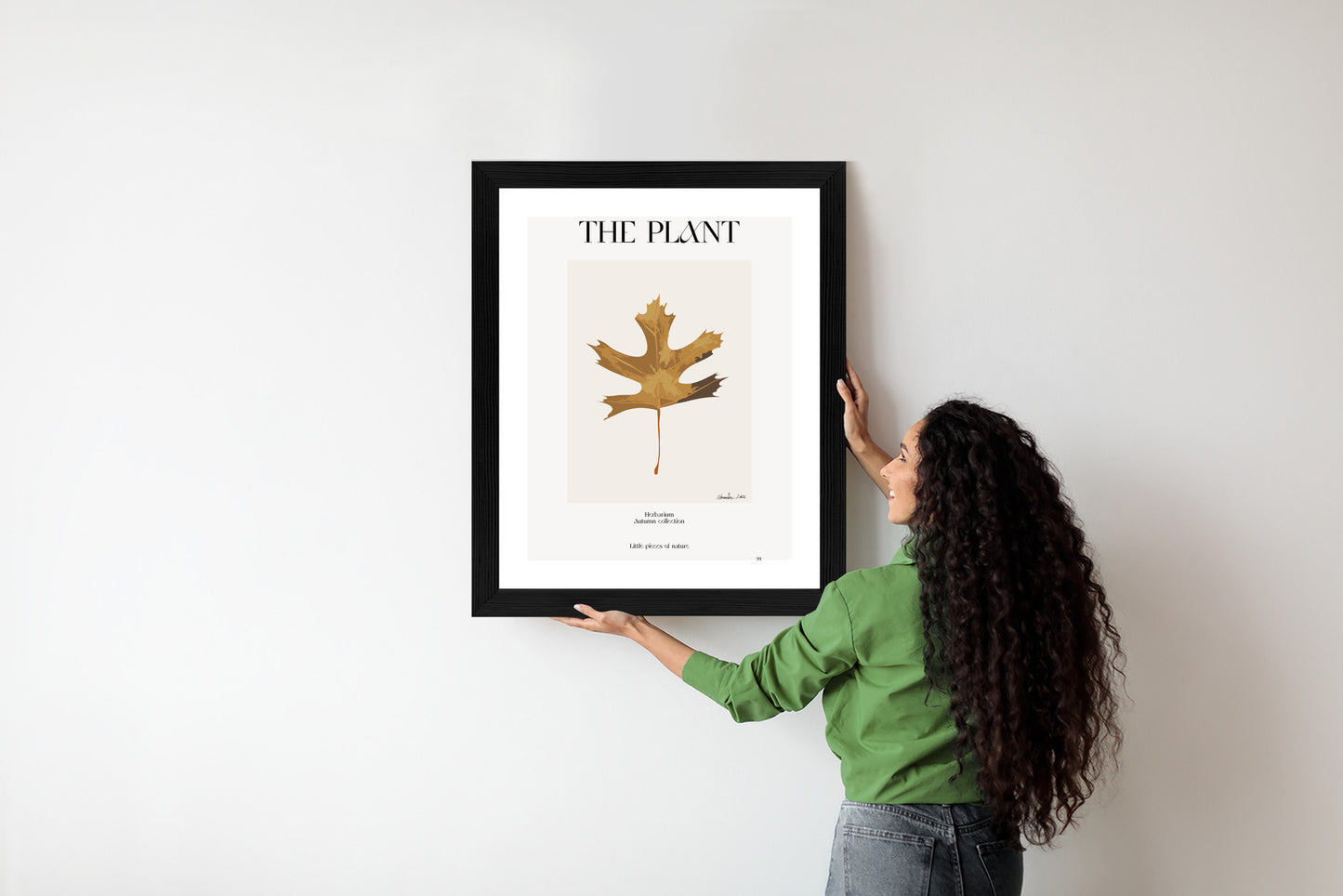 Poster Herbstblatt Im Herbarium Rahmen Holz Mit Passepartout Farbe Natürlich