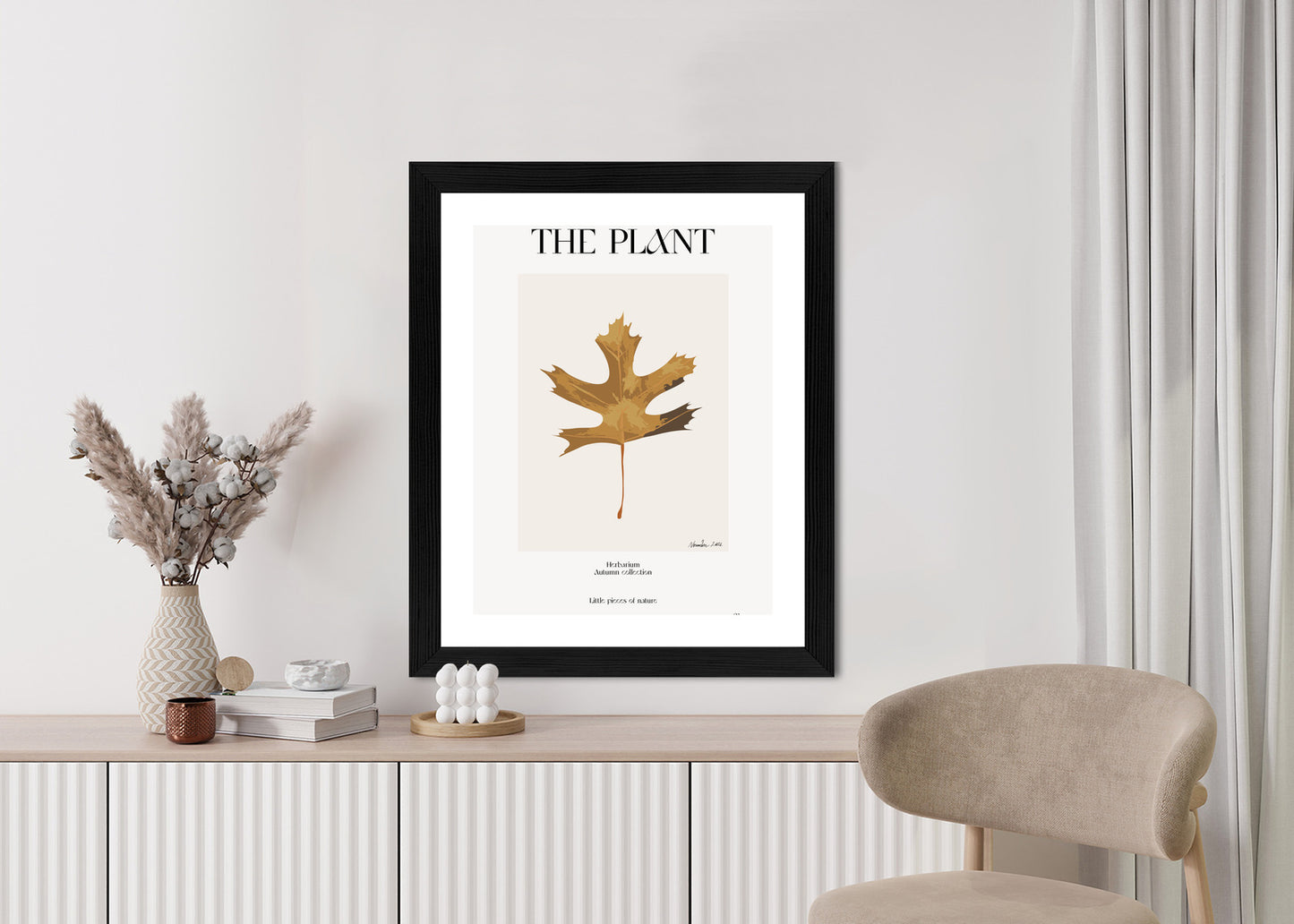 Poster Herbstblatt Im Herbarium Rahmen Holz Mit Passepartout Farbe Natürlich